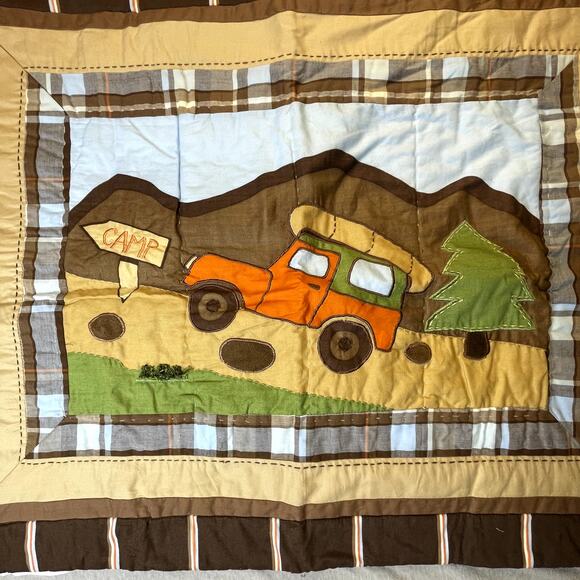 Woolrich Kids Camping Jeep Outdoors Pillow Sham Brown Green Outdoors - Picture 2 of 7